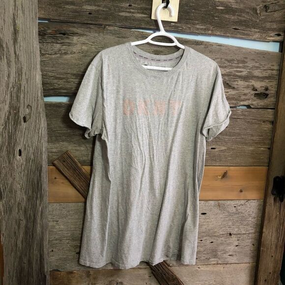 DKNY Size Large Grey Logo T-shirt - Picture 1 of 4